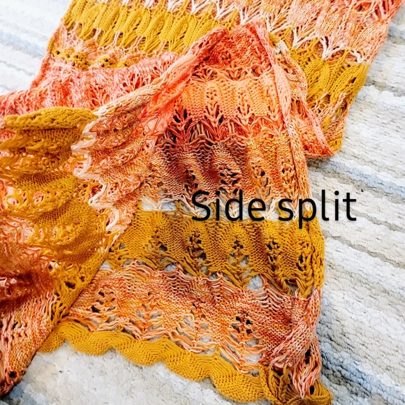 FREE PEOPLE Into The Flames Orange Crochet Side Slit Maxi Bikini Cover Up M/L - Picture 6 of 10